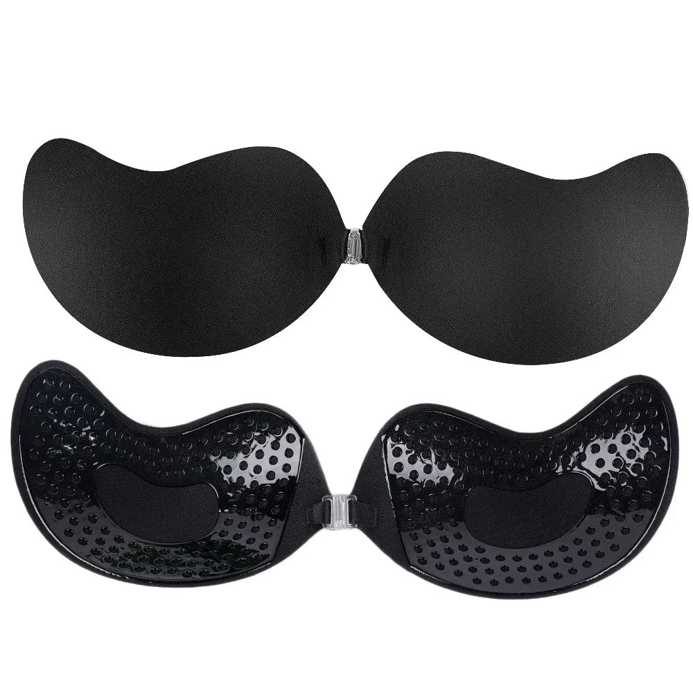 Soutien-gorge push-up invisible pour femme, sans bretelles, dos nus, sans coutures, fermeture à l'avant, soutien-gorge auto-adhésif en silicone