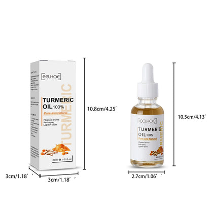 Serum visage au curcuma. Ressere les pores. Repare la mélanine, éclaircit et hydrate. Huile de curcumine nourrit pour attenuer les tâches brunes.