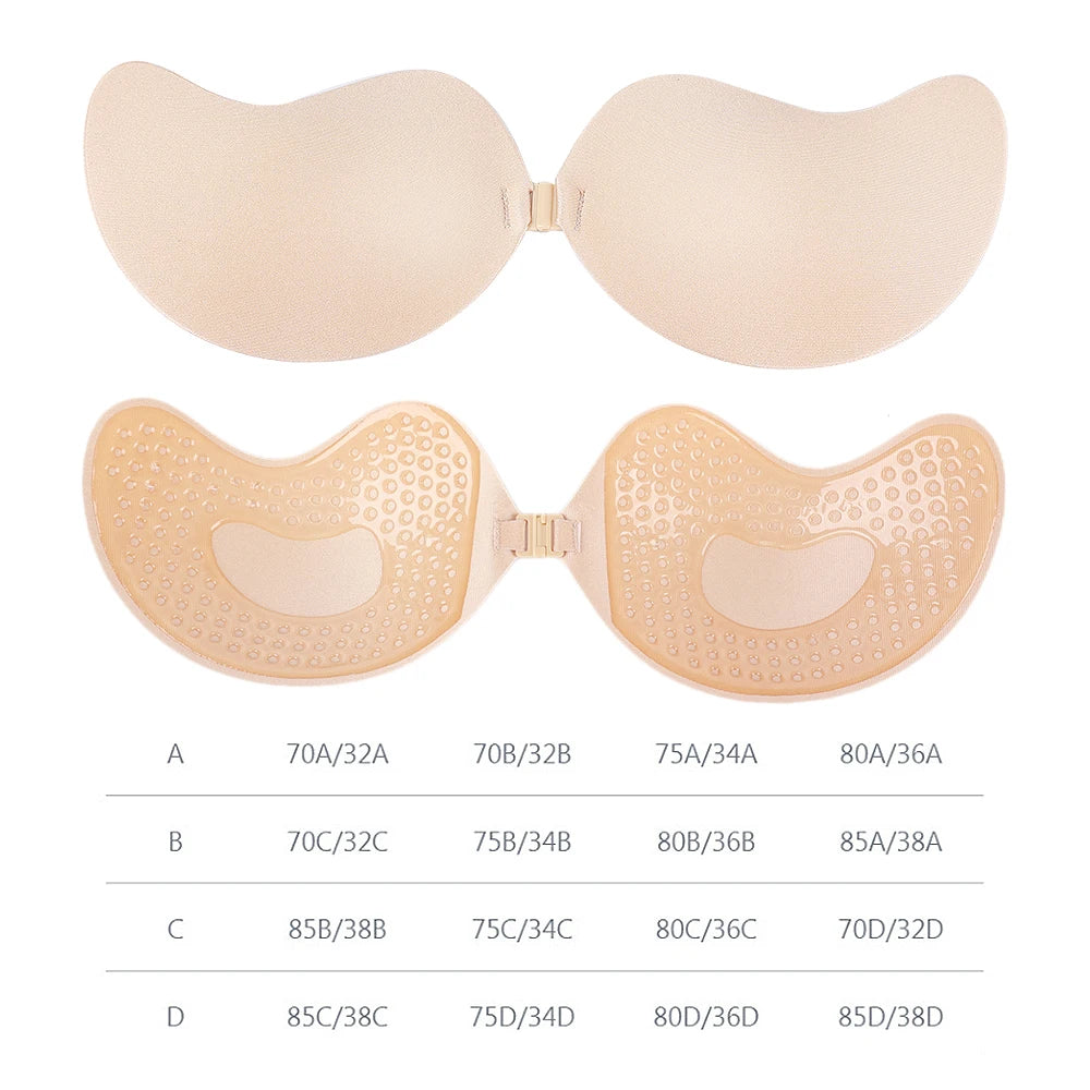 Soutien-gorge push-up invisible pour femme, sans bretelles, dos nus, sans coutures, fermeture à l'avant, soutien-gorge auto-adhésif en silicone